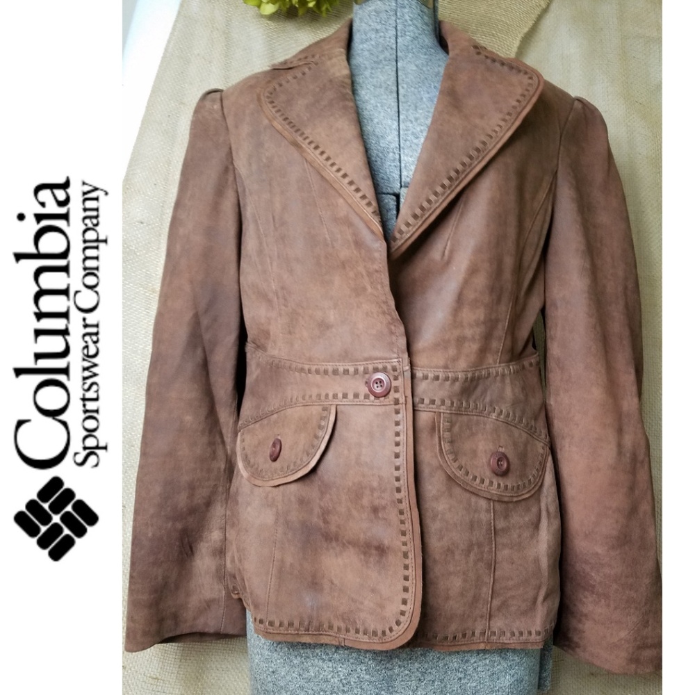 🍎COLUMBIA DISTRESSED LEATHER JACKET